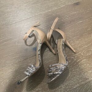 Jessica Simpson Cream Tan Heels with Strappy Design